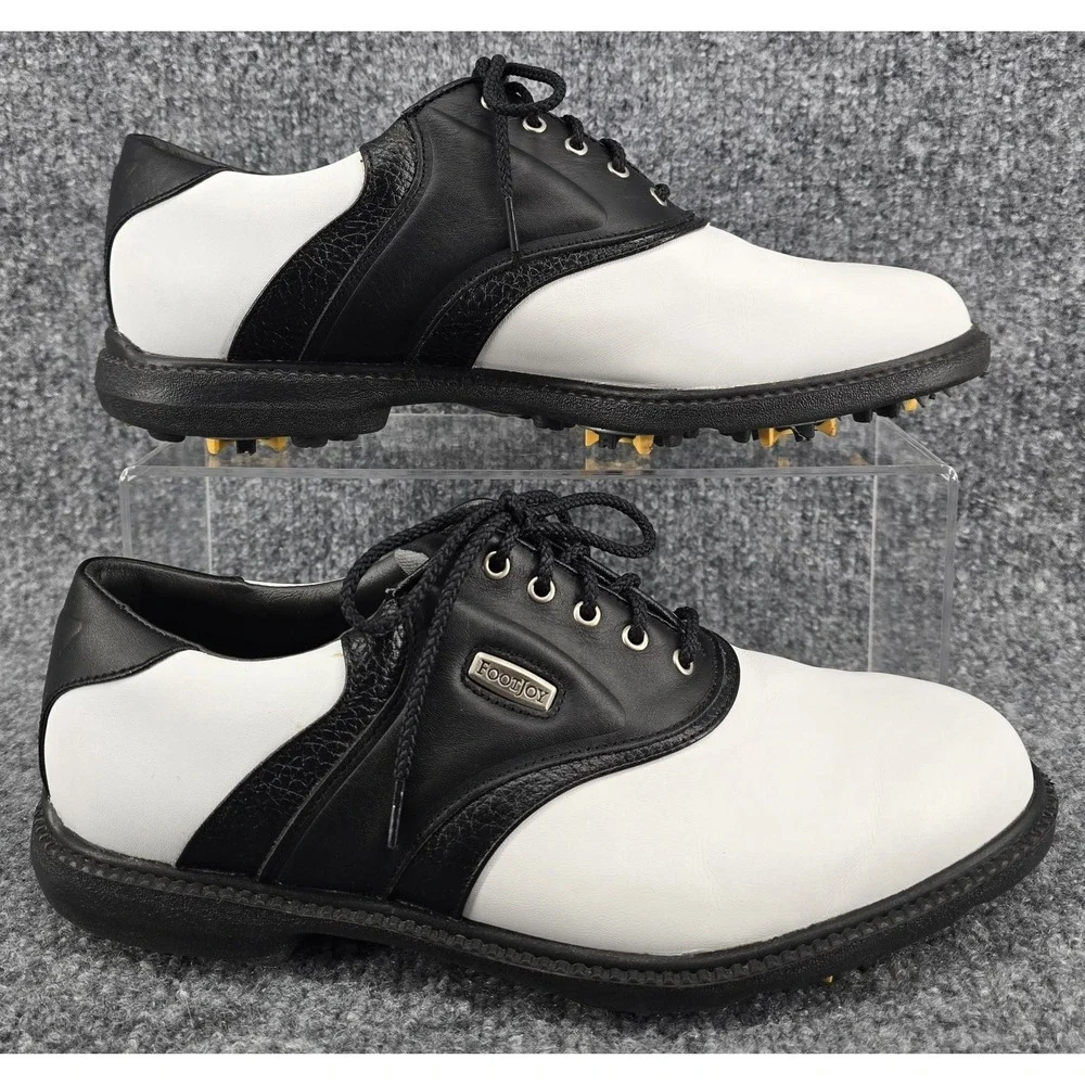 Footjoy SuperLites Men's Sz 9 White/Black Golf Shoes Lace Up Saddle Oxford 50588